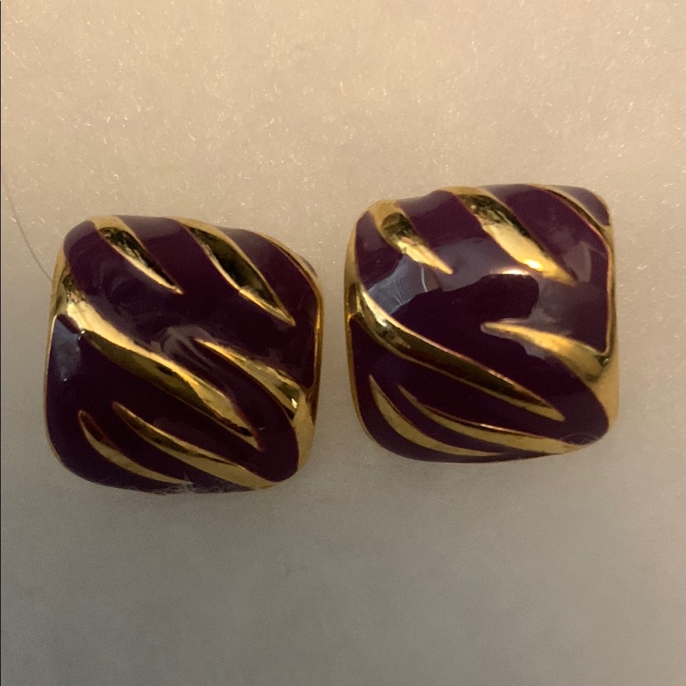 Elegant Gold and Purple Earrings